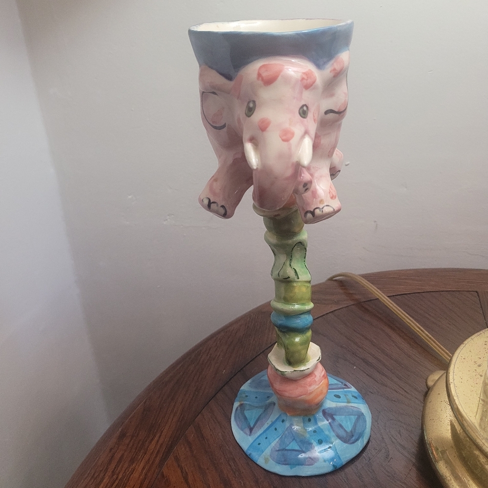 Laurel Izard, Edwin Shelton: Izwin Ceramic Studio Handmade Elephant Goblet